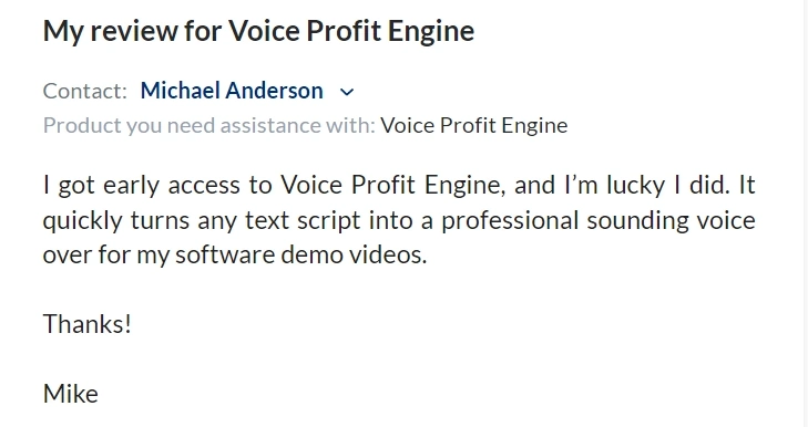 Voice Profit Engine - Mike feedback