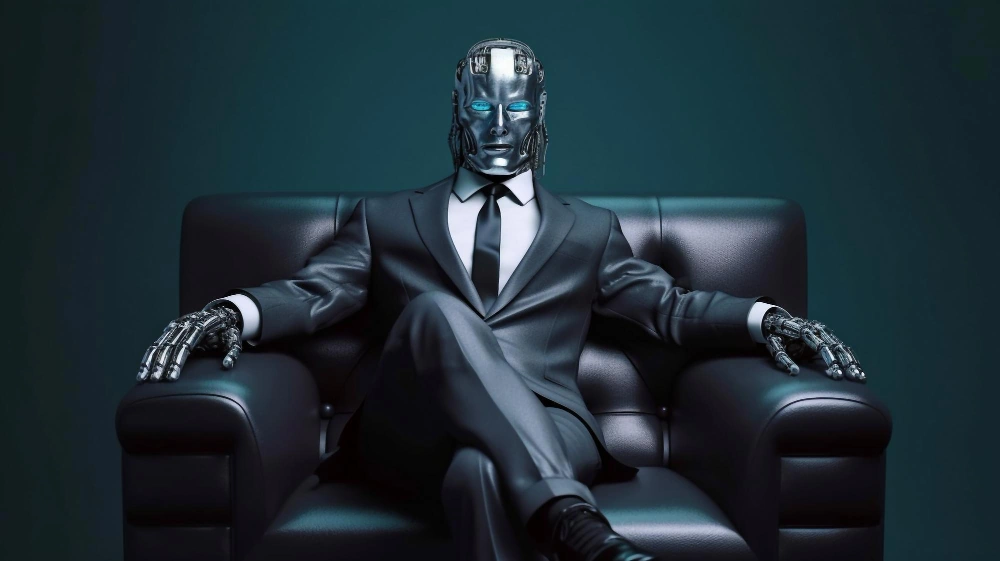 AI robot businessman sitting