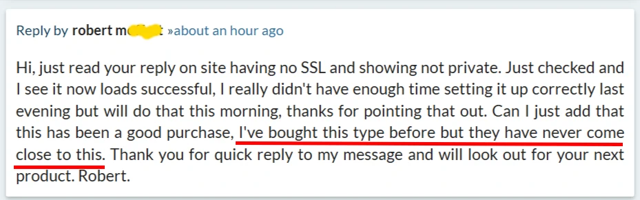 Customer feedback